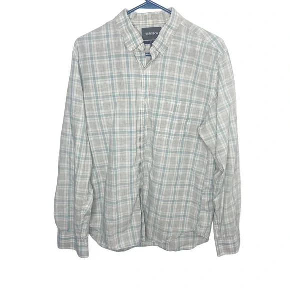Bonobos men’s gray plaid shirt lightweight size large slim fit - Picture 1 of 5